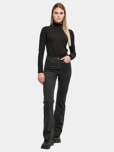 Urban Classics / Straight fit jeans Ladies Highwaist Straight Slit Denim in zwart