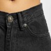 Urban Classics / Straight fit jeans Ladies High Waist Wide Leg Cropped in zwart